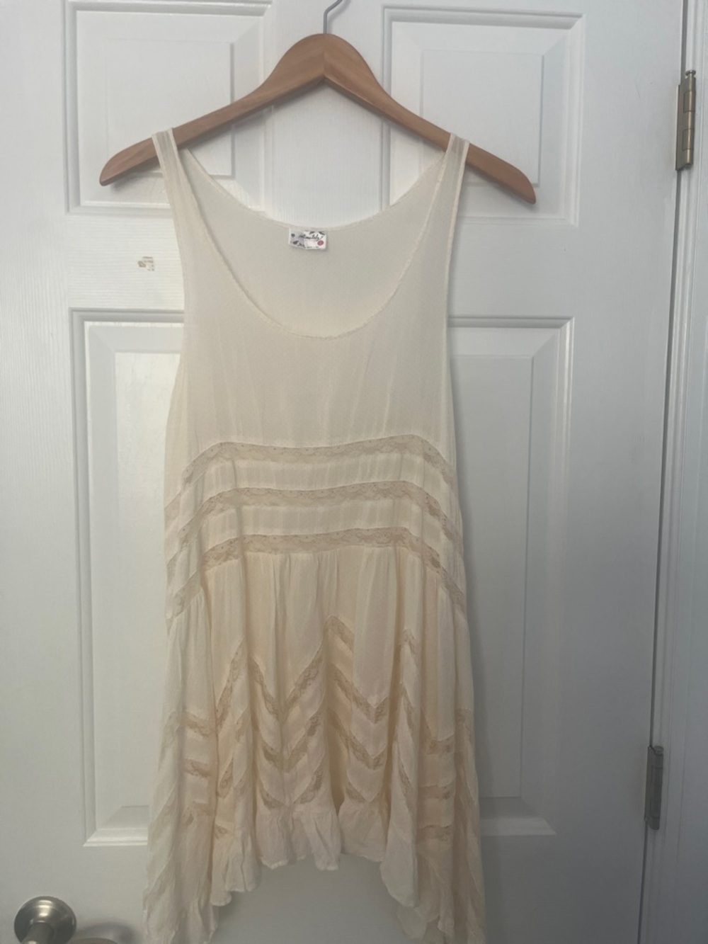 Free People Intimately Asymmetrical ‎ Lace Trim Tunic Dress S